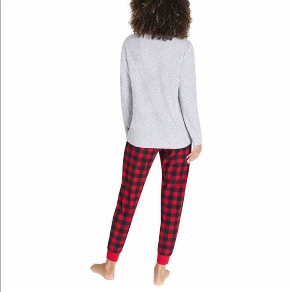 Eddie Bauer Women Sleep Set Moose Buffalo Plaid Red NWT - Picture 2 of 7